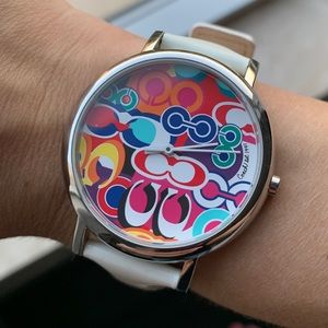 Coach white and colors watch